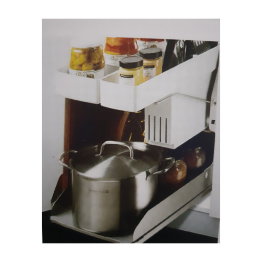 Giá để gia vị chai lọ nan vuông mạ crom cao cấp, ray âm giảm chấn 6045