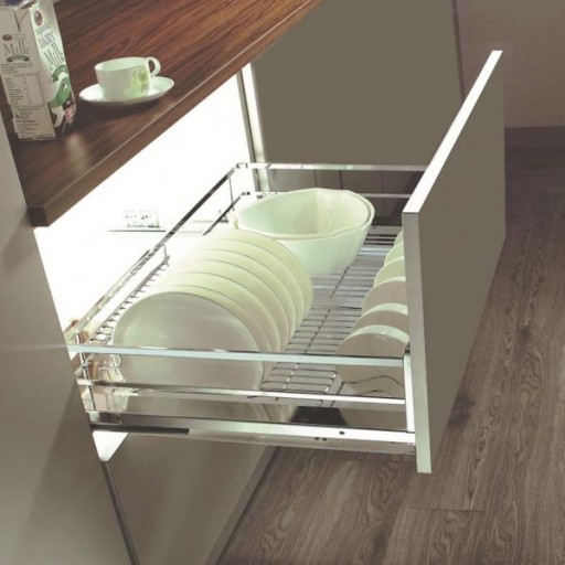 Ngăn kéo đa năng để bát đĩa, xoong nồi, giảm chấn gắn liền chất liệu Inox 304 nan dẹt cao cấp