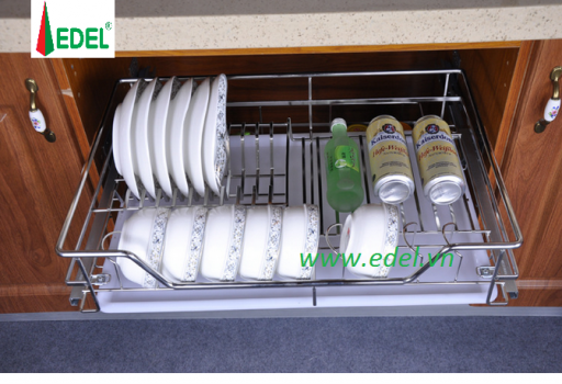 Ngăn kéo đựng bát đĩa Inox 304 nan tròn SP01.600