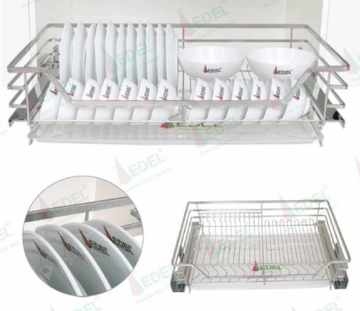 NGĂN KÉO ĐA NĂNG ĐỂ BÁT ĐĨA XOONG NỒI, GIẢM CHẤN CHẤT LIỆU INOX MỜ NAN DẸT 304 CAO CẤP BS02.900 EDEL