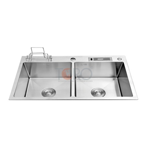 CHẬU RỬA CHÉN 2 HỘC CÓ DẮT DAO, HỖ CÂN