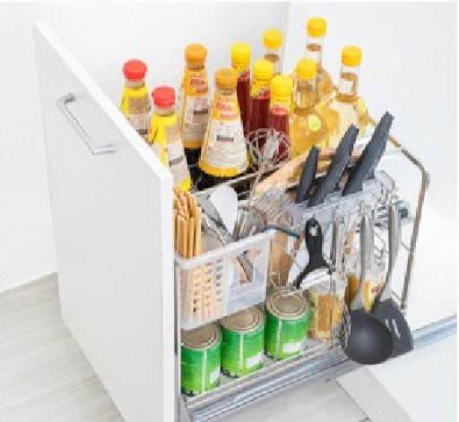 Kệ gia vị, dao thớt inox 304 ray giảm chấn