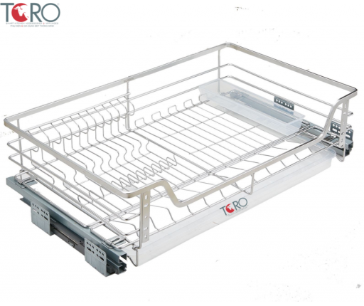 Kệ bát đĩa thông minh inox 304 ray giảm chấn