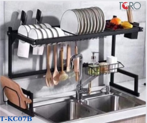 Kệ Chén Đa Năng INOX NANO ĐEN Dài 85cm – Khung Liền