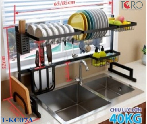 Kệ Chén Đa Năng INOX NANO ĐEN Dài 85cm – Khung Rời