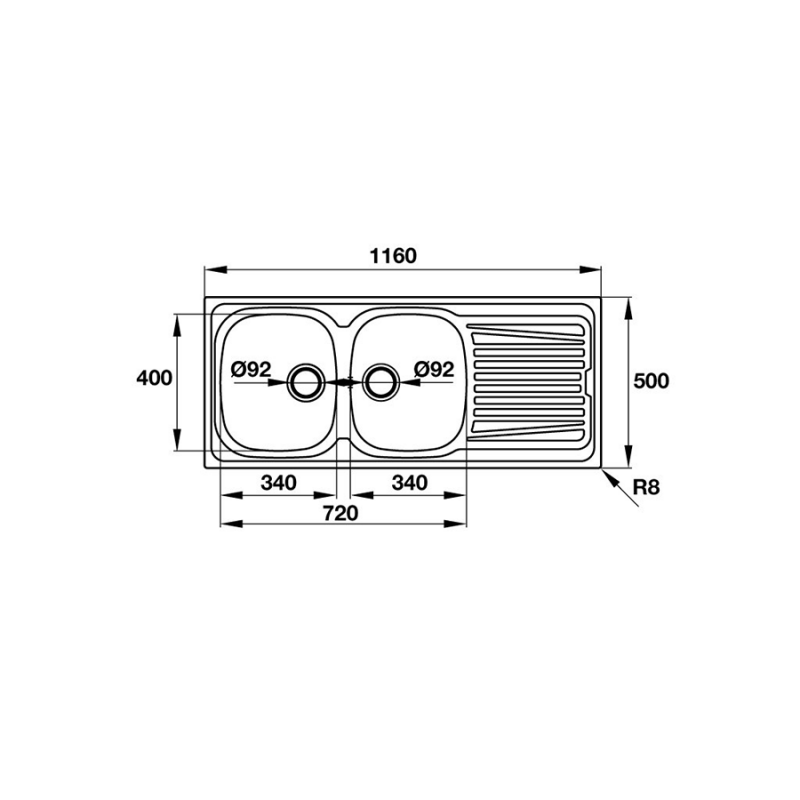 Chậu rửa chén inox Hafele - ROSE II 2B 1D 565.86.391